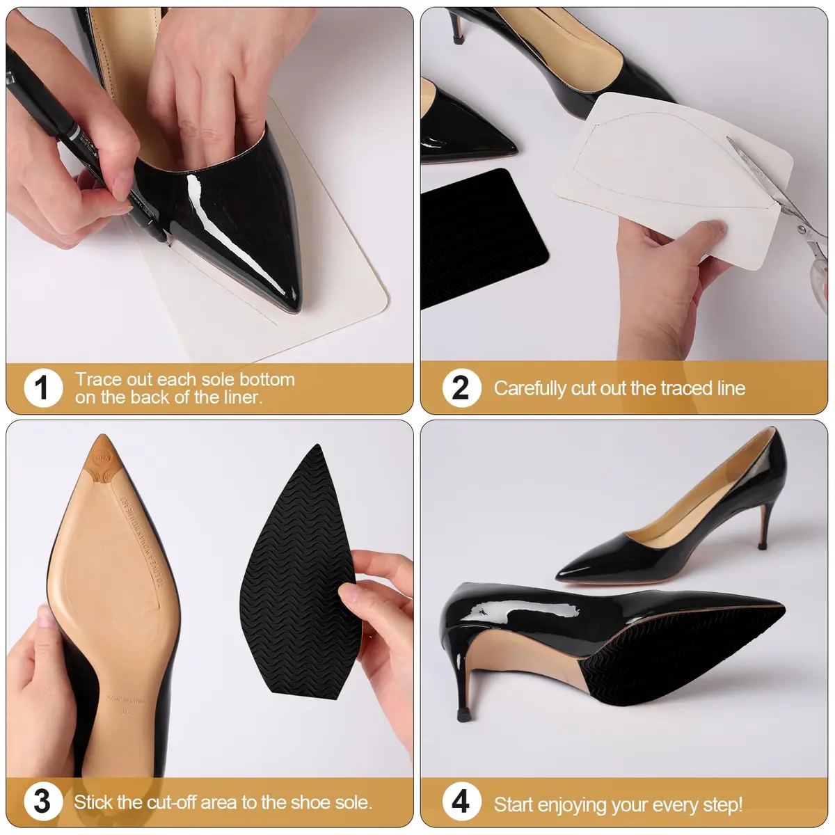 Ashoesert Non Slip Sole Protector Pads for Heels, 15.2cm x 11.4cm (6"x4.5") | Protects Expensive Heels & Adds Grip - view 6