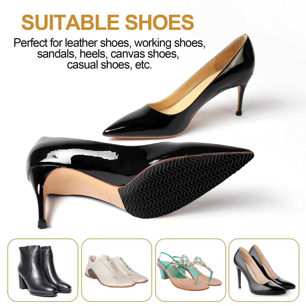 Ashoesert Non Slip Sole Protector Pads for Heels, 15.2cm x 11.4cm (6"x4.5") | Protects Expensive Heels & Adds Grip - view 4