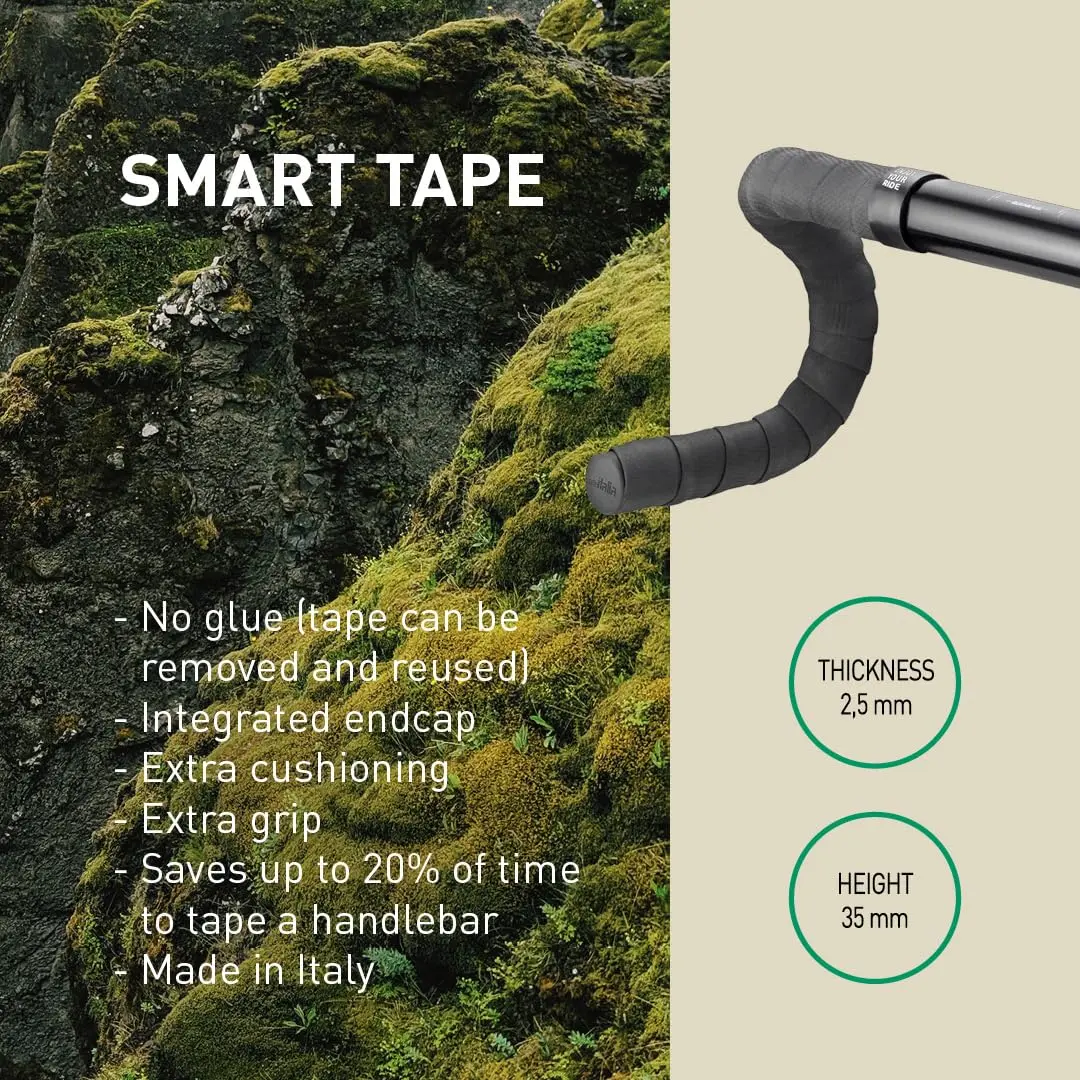 Selle Italia SMART Tape Black Bar Tape 25 x 1800 mm | 2.5mm Thick, High Grip, Reusable - view 5