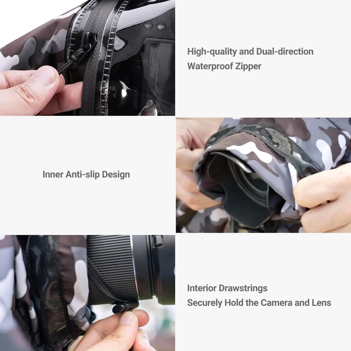 JJC Camera Rain Cover for Camera with Lens Below 9.1” | Waterproof Nylon Protection for Mirrorless Cameras - view 5