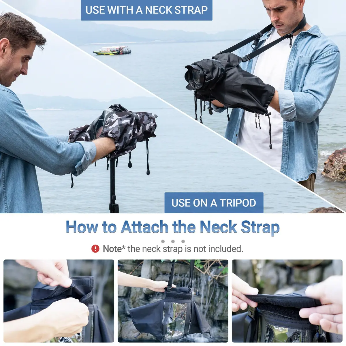 JJC Camera Rain Cover for Camera with Lens Below 9.1” | Waterproof Nylon Protection for Mirrorless Cameras - view 6