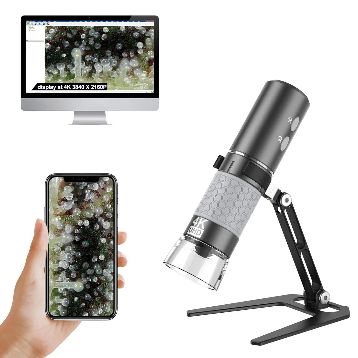 Ninyoon 4K WiFi Microscope with Upgraded Stand, 50-1000X USB Digital Microscope for iPhone, Android, PC | HD Endoscope Camera with Wide Angle & Long Focal Length - main product image