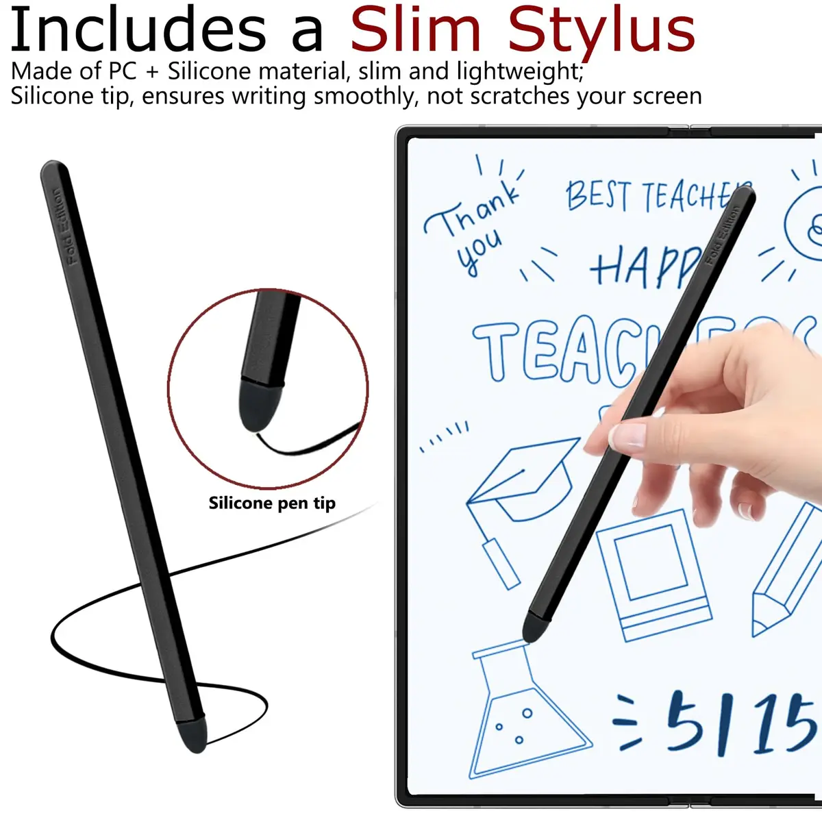 YQODSZ Stylus Pen & S Pen Holder for Samsung Galaxy Z Fold 7/6/5 Case | Matte Black - view 4