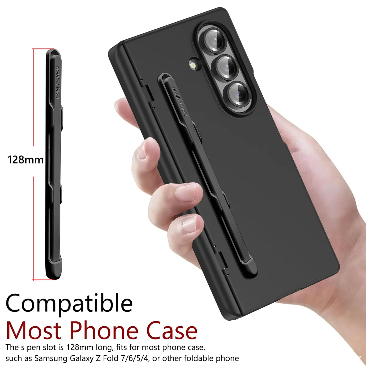 YQODSZ Stylus Pen & S Pen Holder for Samsung Galaxy Z Fold 7/6/5 Case | Matte Black - view 6