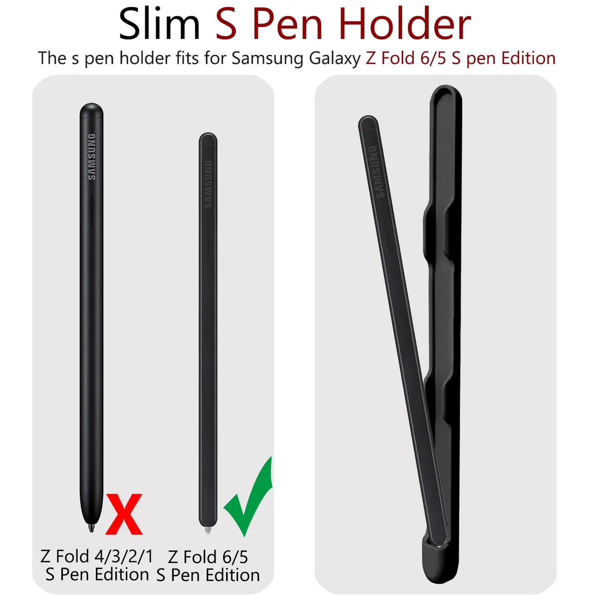 YQODSZ Stylus Pen & S Pen Holder for Samsung Galaxy Z Fold 7/6/5 Case | Matte Black - view 2