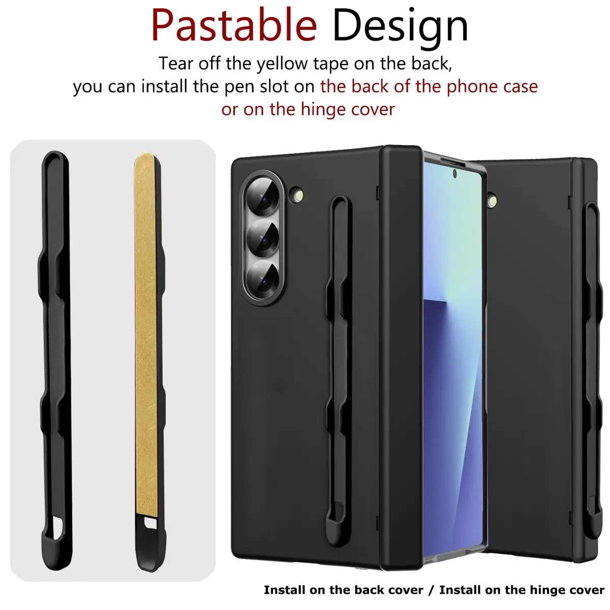 YQODSZ Stylus Pen & S Pen Holder for Samsung Galaxy Z Fold 7/6/5 Case | Matte Black - view 3