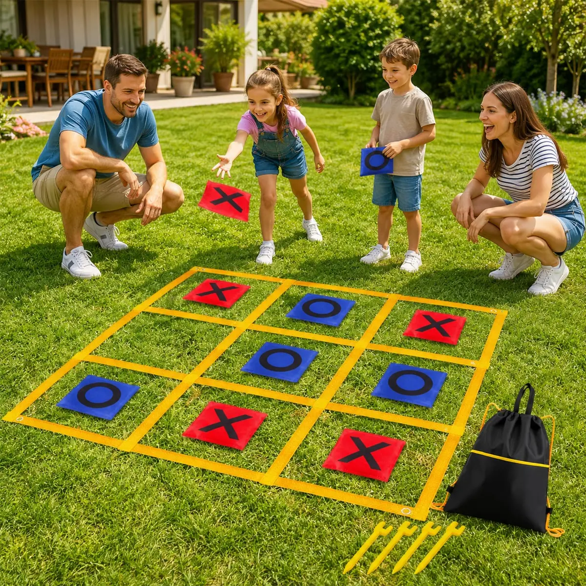 Gocasmus 4ft x 4ft Outdoor Giant Tic Tac Toe Game | Portable Lawn Family & Kids Fun - main product image