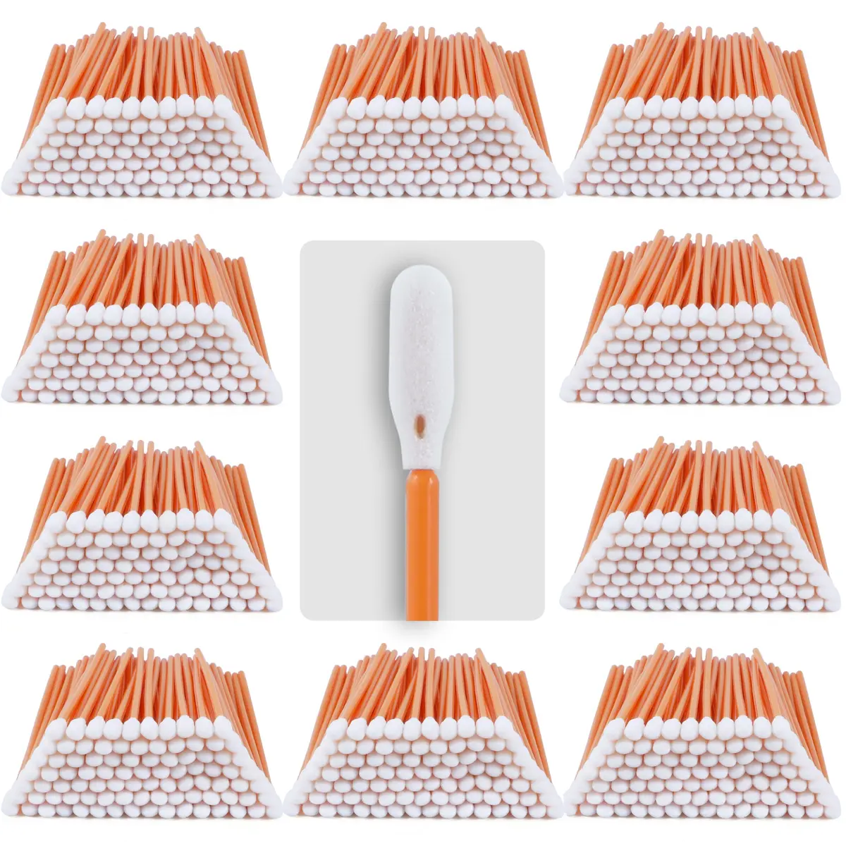 AAwipes Foam Swabs 160 mm (6.3") Bulk Pack 1000 pcs Round Head Orange | Professional Lab Cleaning Tool - main product image