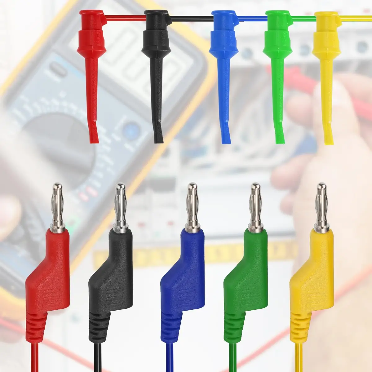 Sumnacon 5Pcs Stackable Banana Plug to Test Hook Wire Cable Kit, 6.6Ft/2M | 500V/5A Testing Leads with Insulation - view 6