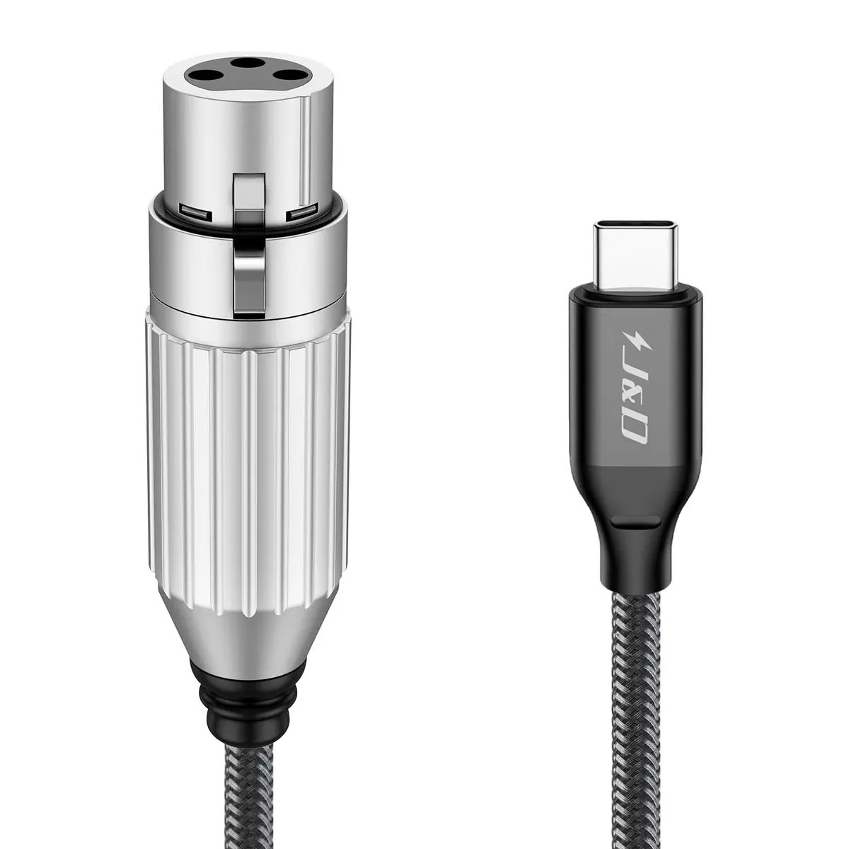 J&D USB C to XLR Microphone Audio Cable, Braided 9.8 Feet | High Fidelity Studio-Grade Sound - main product image