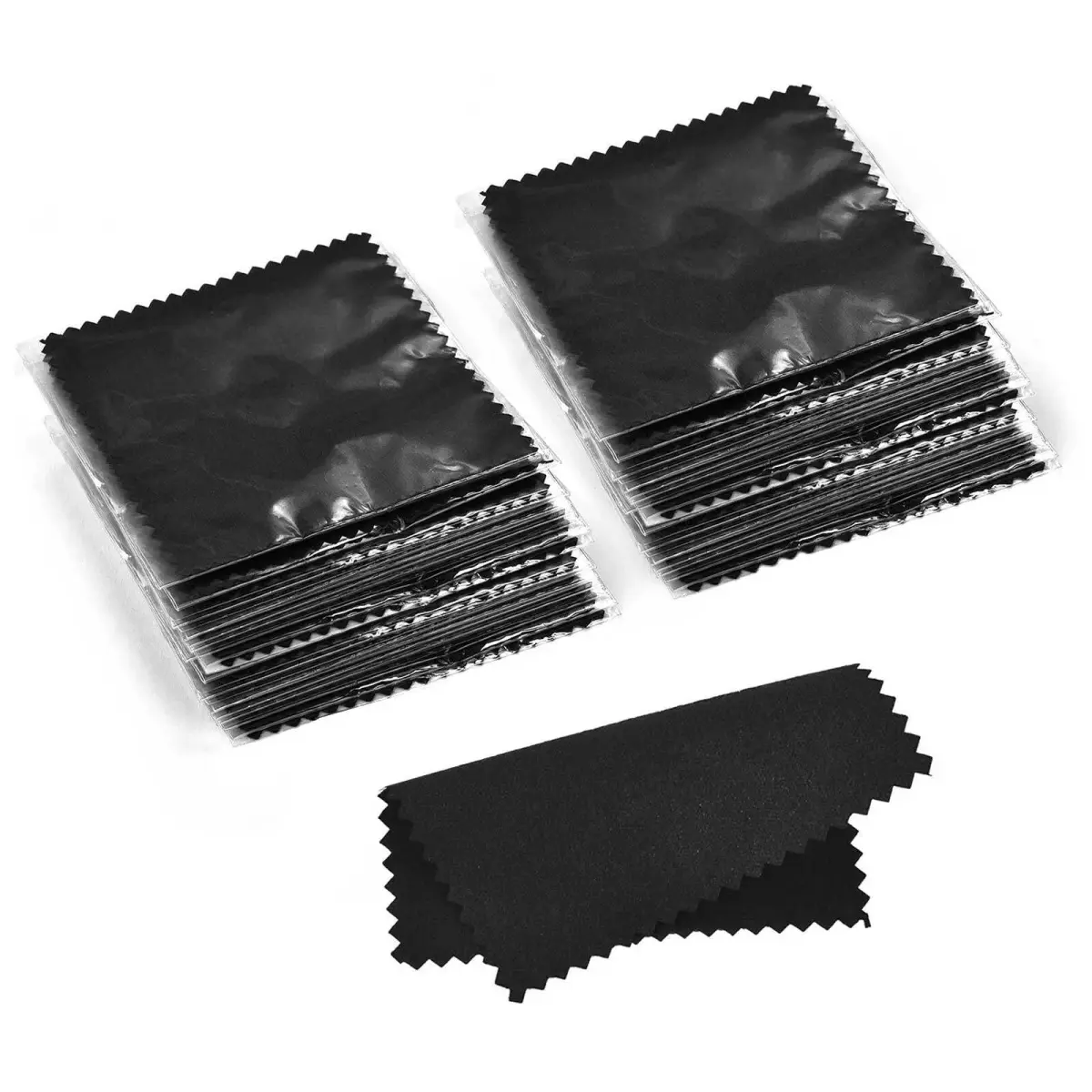SEVENWELL 100pcs Black Jewelry Cleaning Cloths 8cm x 8cm | Polishes Silver, Gold, Platinum - main product image