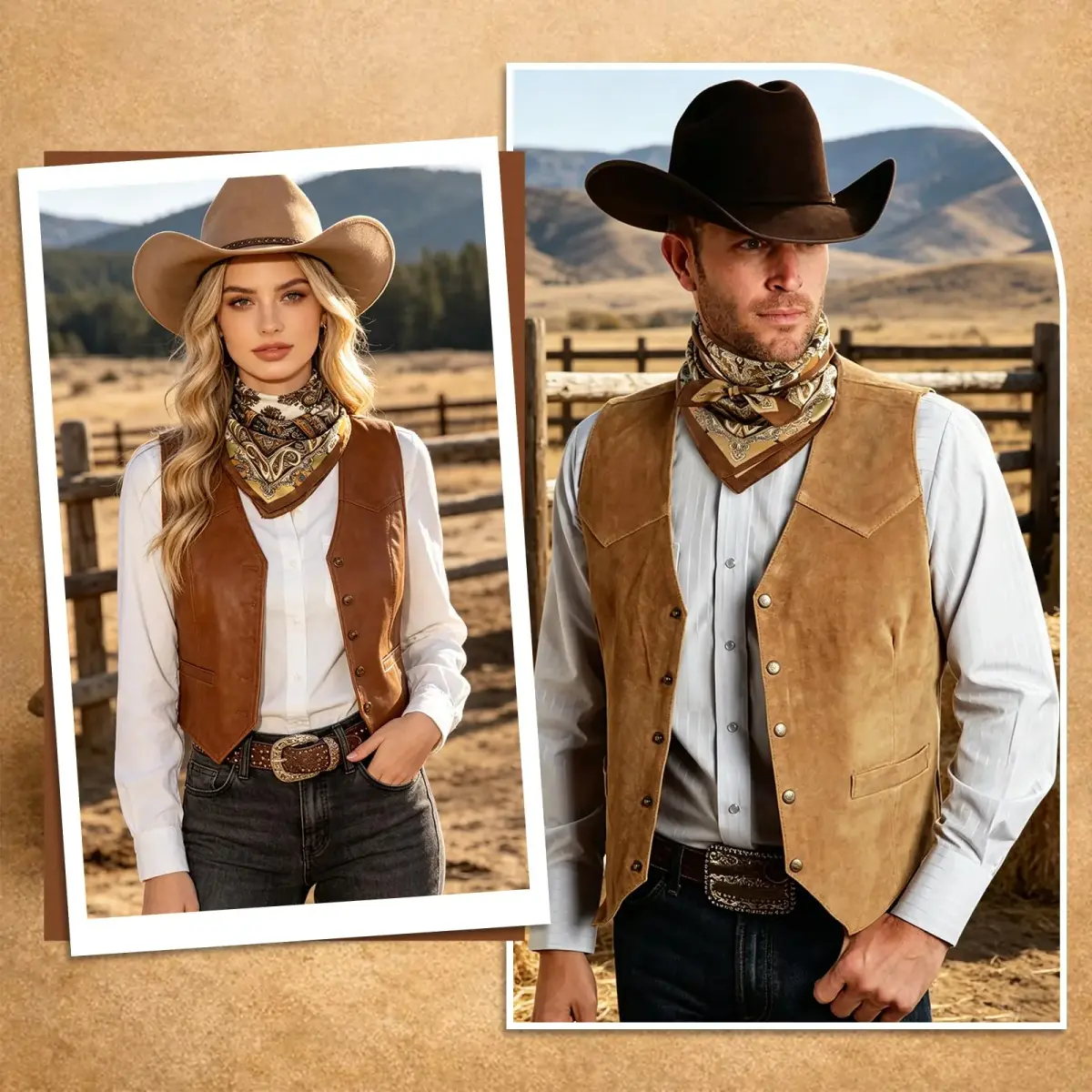 GERINLY Paisley Silk Western Scarf for Men & Women 68cm (27 Inch) | Gold Brown Classic Bandana - view 5