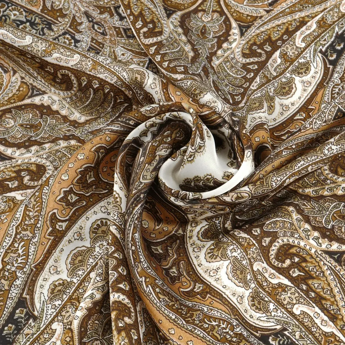GERINLY Paisley Silk Western Scarf for Men & Women 68cm (27 Inch) | Gold Brown Classic Bandana - view 7