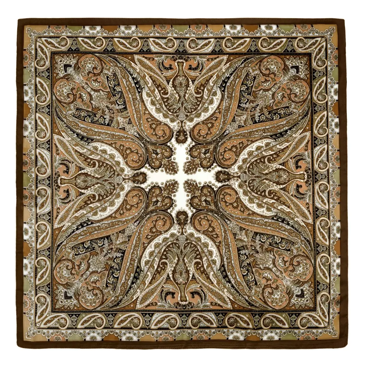 GERINLY Paisley Silk Western Scarf for Men & Women 68cm (27 Inch) | Gold Brown Classic Bandana - view 2