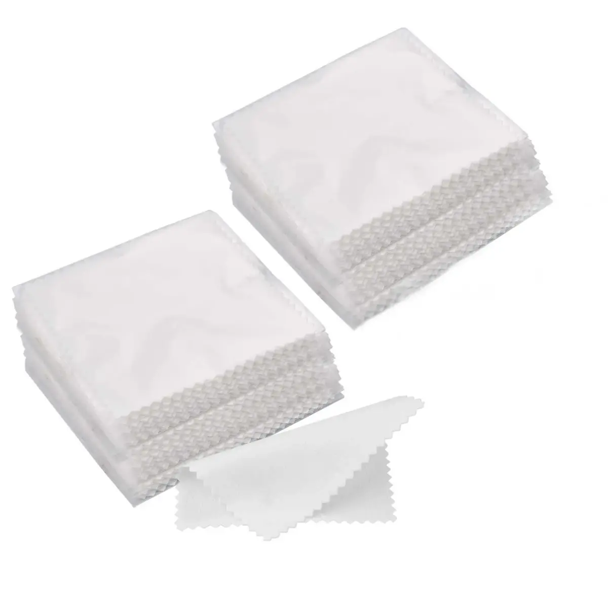 SEVENWELL 100pcs White Jewelry Cleaning Cloth 8cm x 8cm | Polishes Silver, Gold, Platinum - main product image