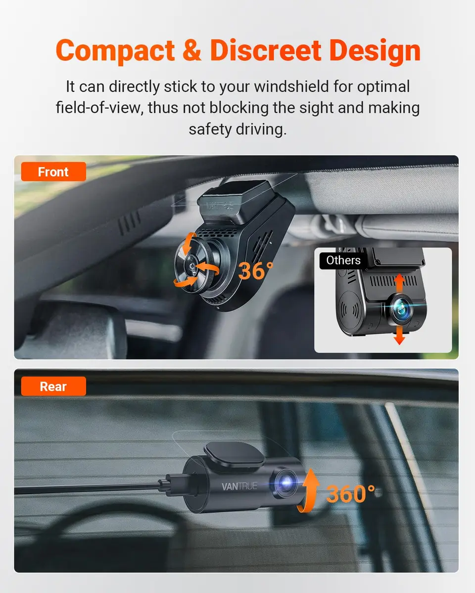 VANTRUE S1 Pro 2-Channel Dash Cam 1440P + 1080P | STARVIS 2 Night Vision, GPS, WiFi, AI Safety (70-120 chars) - view 8