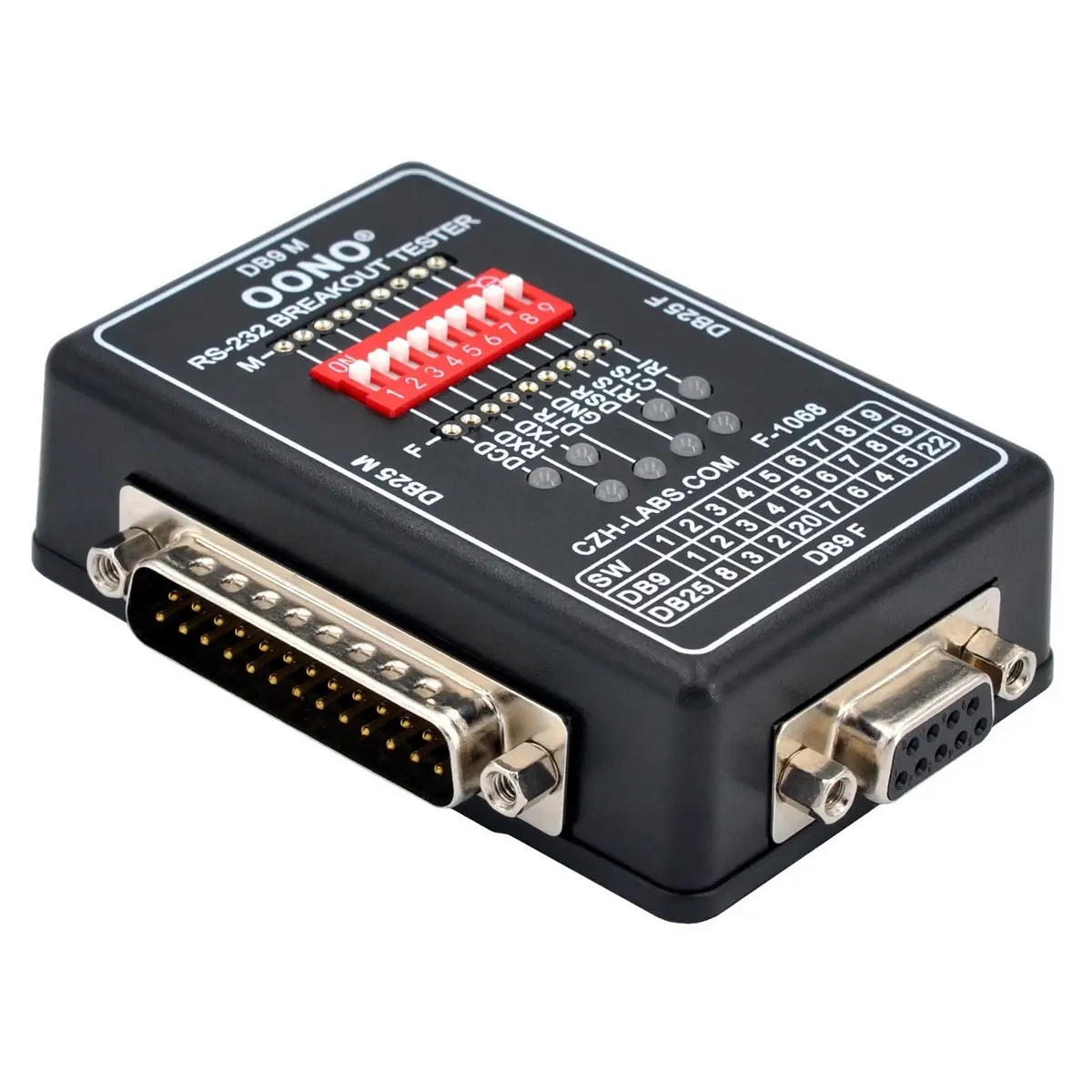 OONO RS232 Breakout Tester LED Monitor Module DB9M/F x DB25M/F, 1 Unit - view 2