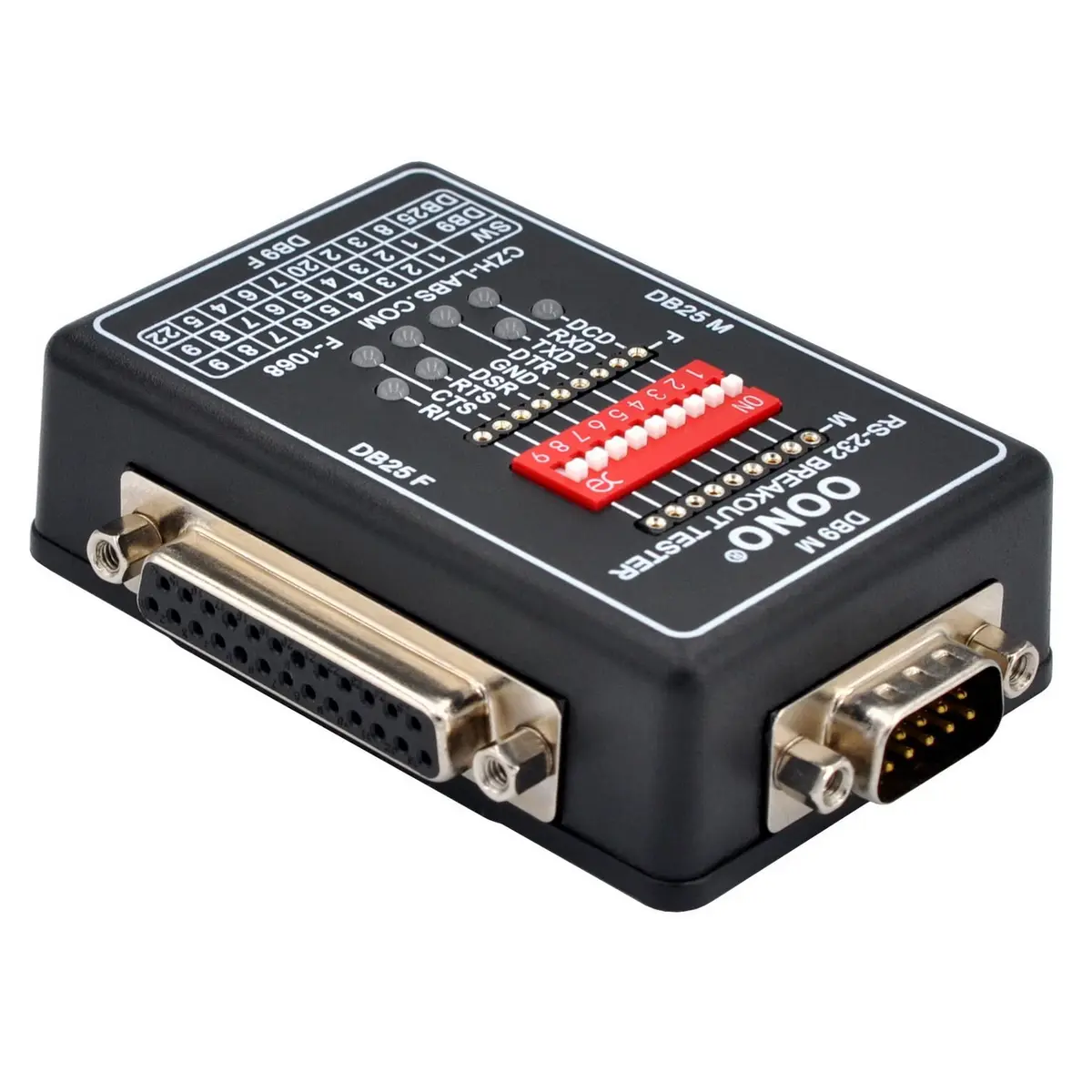 OONO RS232 Breakout Tester LED Monitor Module DB9M/F x DB25M/F, 1 Unit - view 3