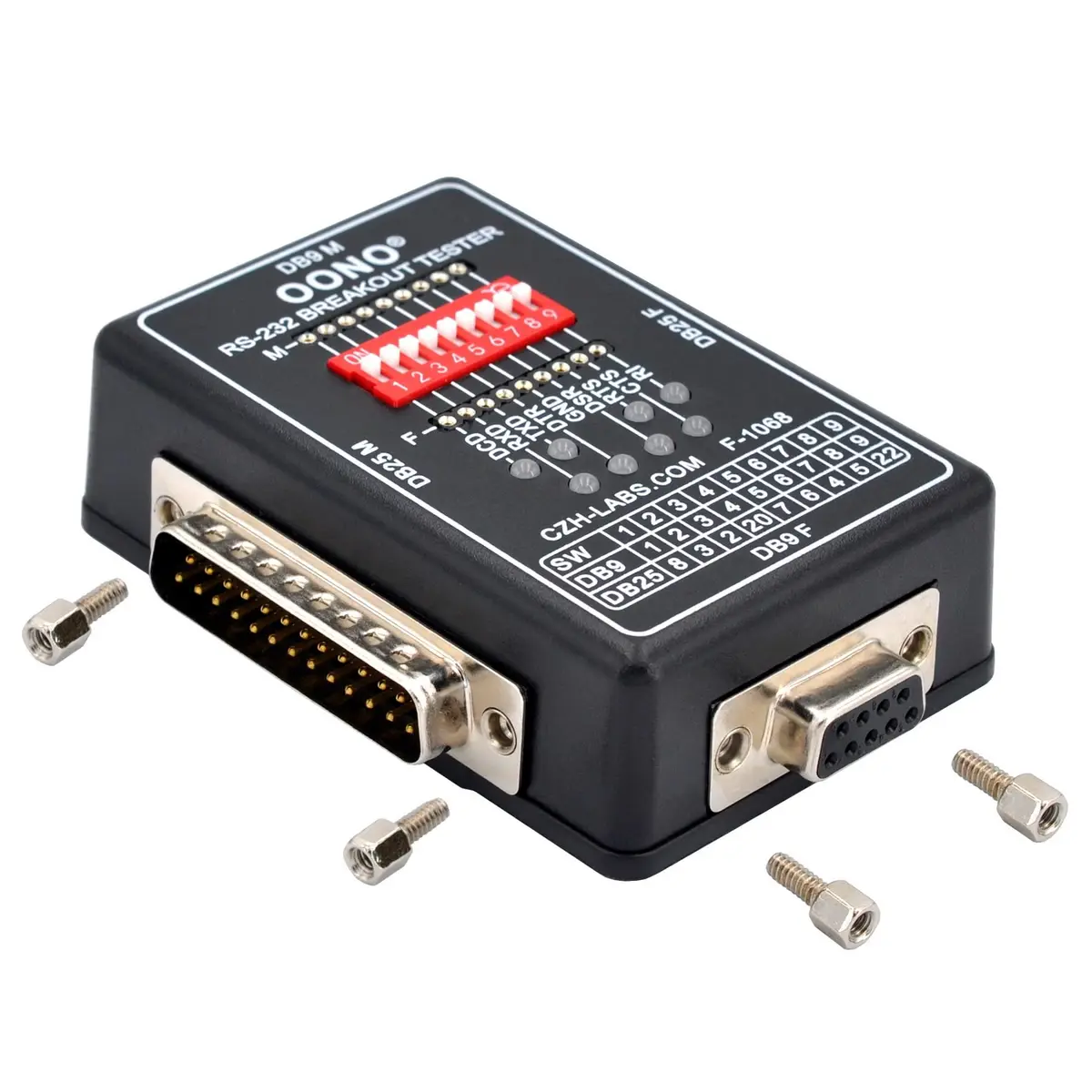 OONO RS232 Breakout Tester LED Monitor Module DB9M/F x DB25M/F, 1 Unit - view 4