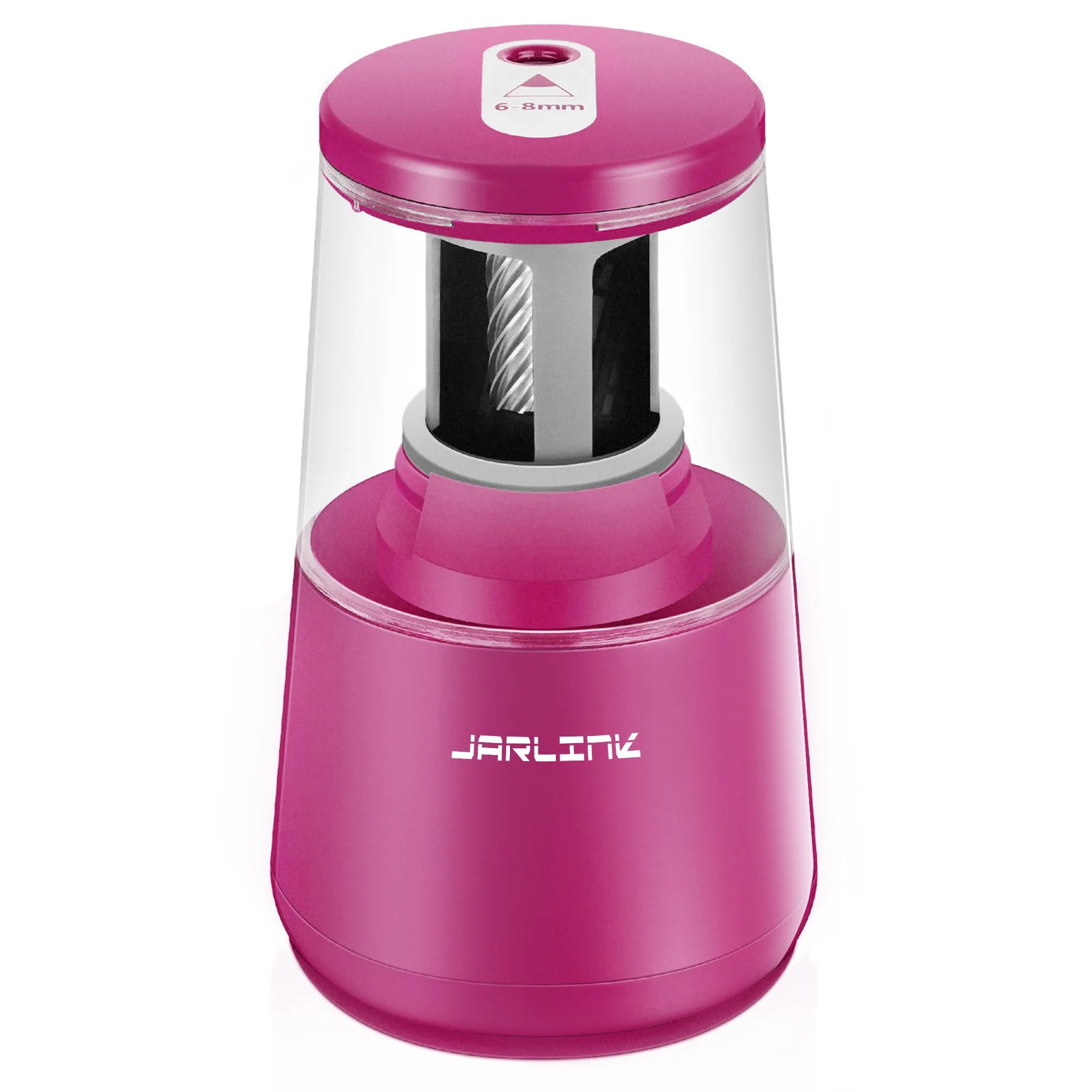 JARLINK Electric Pencil Sharpener Heavy Duty Helical Blade Auto Stop for #2/Colored Pencils (6-8mm) AC Adapter/Battery Operated Pink - main product image