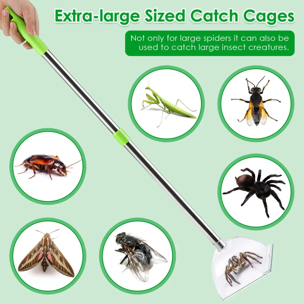 Saillong Long Handle Spider Catcher with 80 cm Reach | Humane Insect & Fly Trap for Indoor Use - view 6