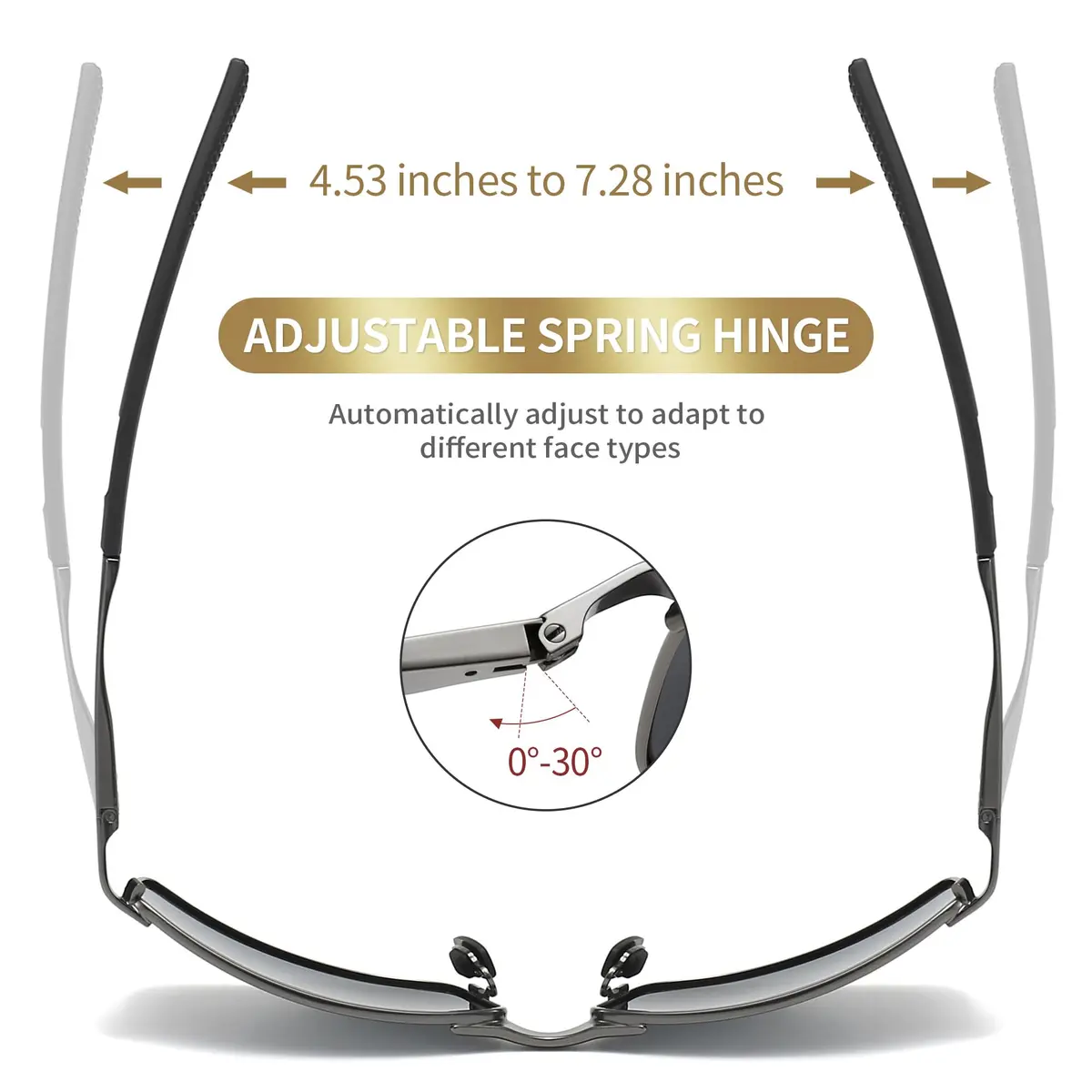 SUNGAIT SGT559-QH Polarized Sunglasses Men Rectangular Metal Frame with Spring Hinge | Stylish & Durable - view 7