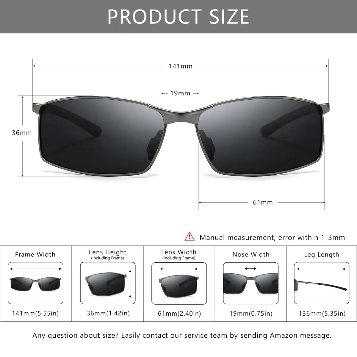 SUNGAIT SGT559-QH Polarized Sunglasses Men Rectangular Metal Frame with Spring Hinge | Stylish & Durable - view 4