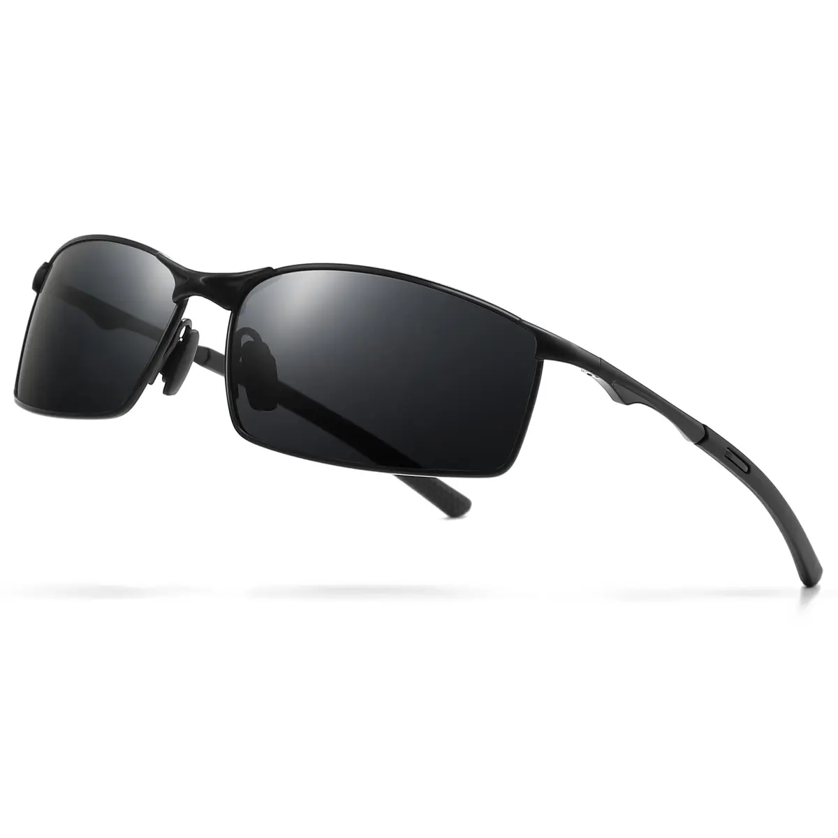 SUNGAIT Polarized Sunglasses Men Rectangular Metal Frame with Spring Hinge | UV Protection & Lightweight (70-120 chars) - main product image