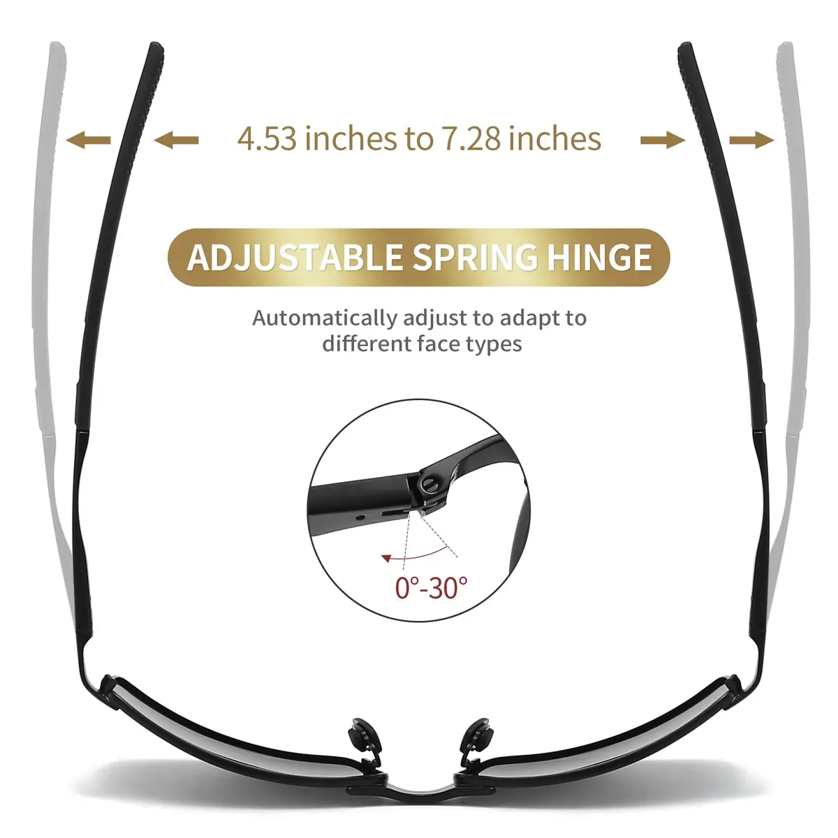 SUNGAIT Polarized Sunglasses Men Rectangular Metal Frame with Spring Hinge | Stylish & Durable (70-120 chars) - view 4