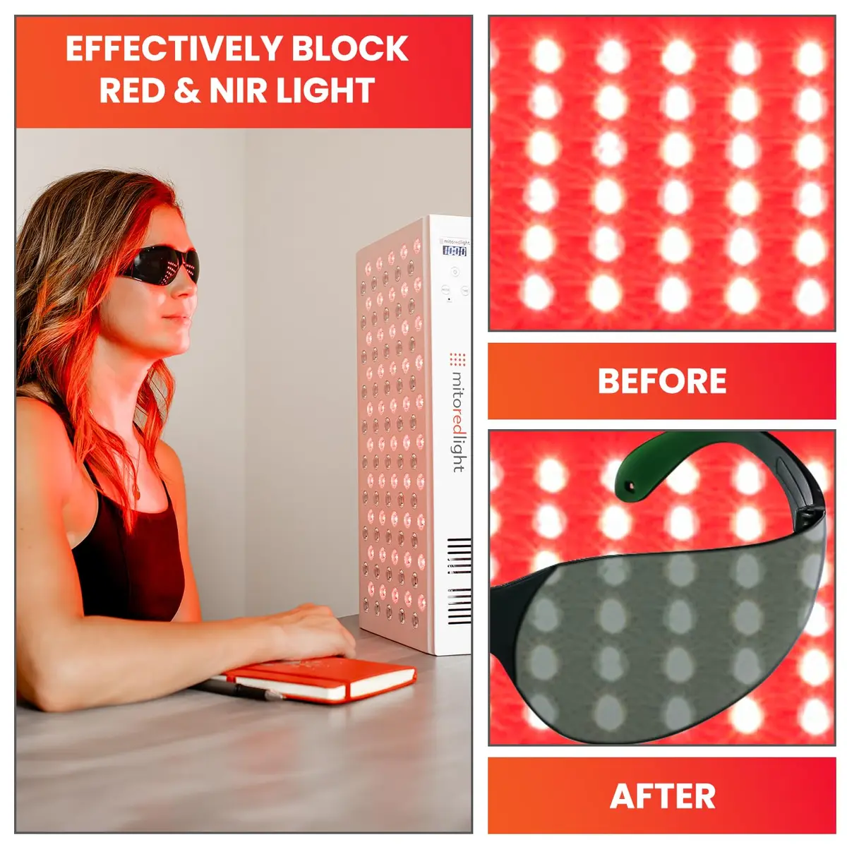 Mito Red Light Red Light Therapy Glasses IR3 Dark | Eye Protection for Infrared & Near-Infrared Light - view 6