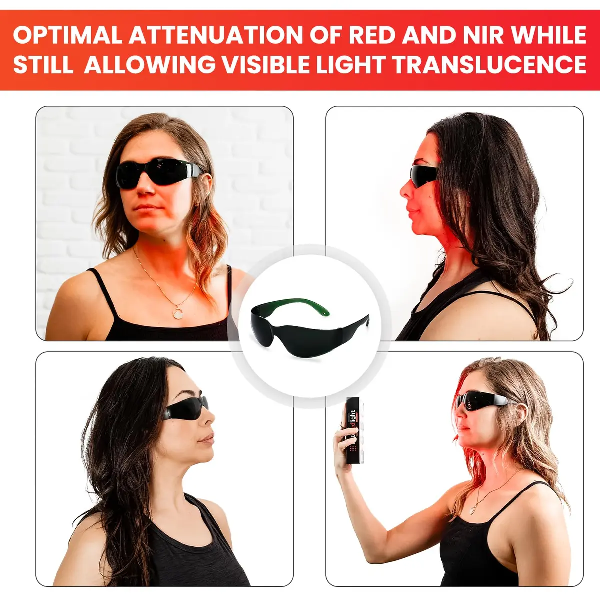 Mito Red Light Red Light Glasses | Eye Protection for Red Light Therapy (600nm-900nm) | IR5 Extra Dark - view 5