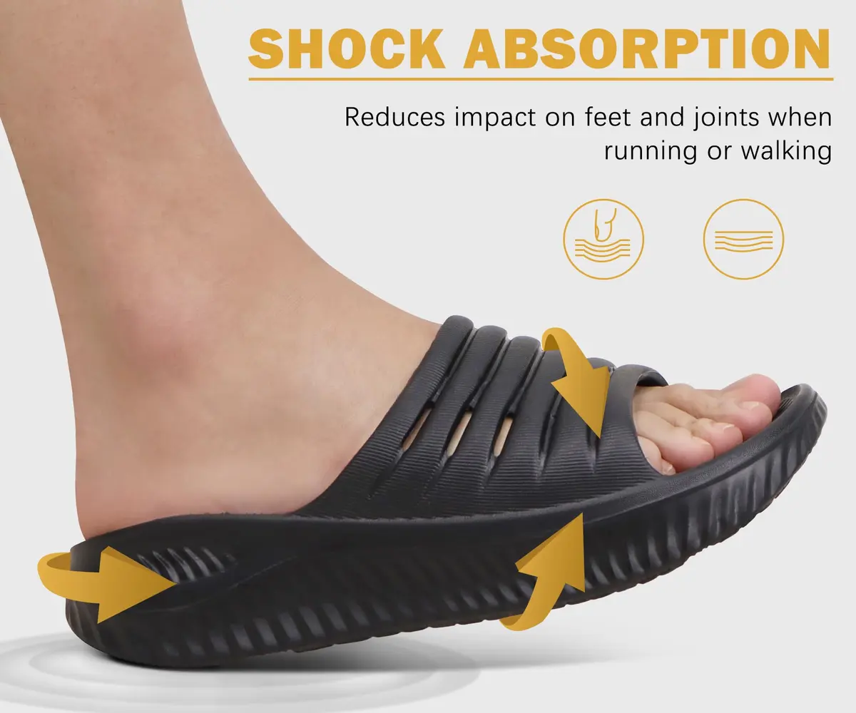 KuaiLu Recovery Sandals Women Comfortable Arch Support Slides Black Size 9 | Post-Workout Relief & Support - view 5