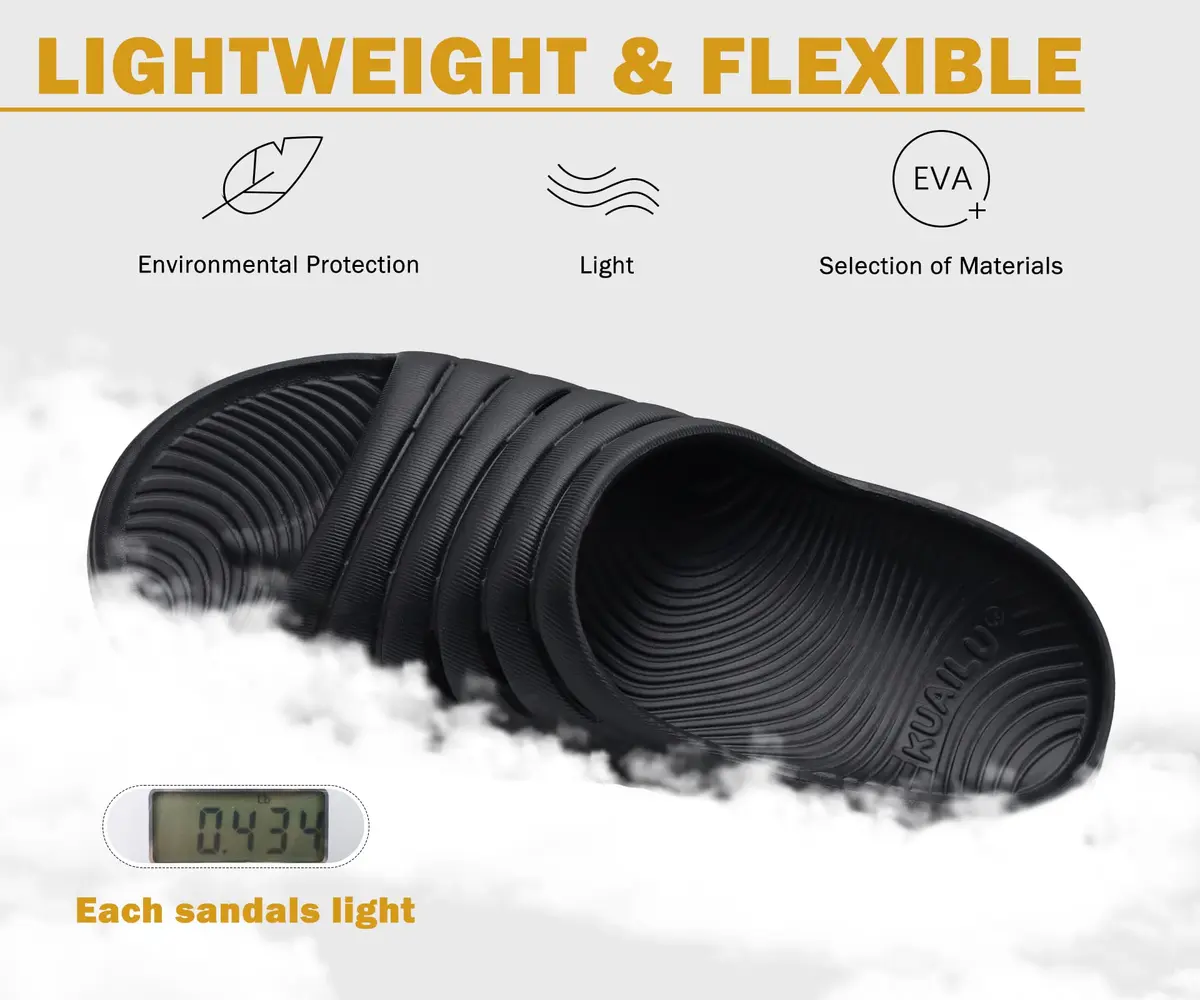 KuaiLu Recovery Sandals Women Comfortable Arch Support Slides Black Size 9 | Post-Workout Relief & Support - view 7