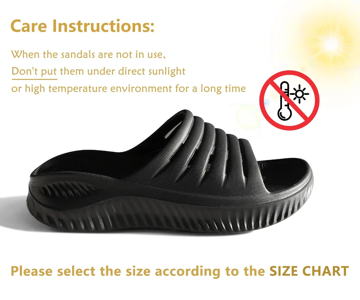 KuaiLu Recovery Sandals Women Comfortable Arch Support Slides Black Size 9 | Post-Workout Relief & Support - view 9