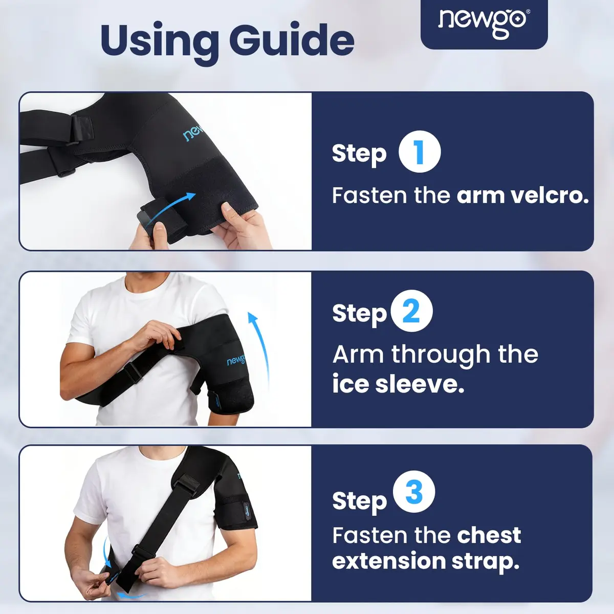 NEWGO XL Shoulder Ice Pack Wrap with Compression Strap for Rotator Cuff Pain Relief | 25.4cm (10in) Length - view 7