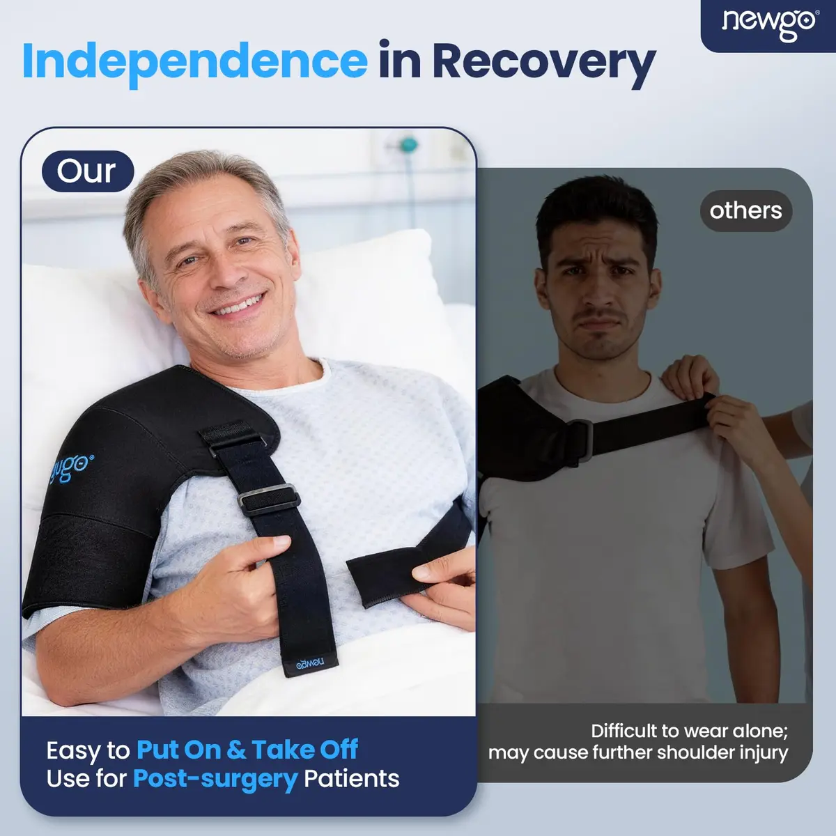 NEWGO XL Shoulder Ice Pack Wrap with Compression Strap for Rotator Cuff Pain Relief | 25.4cm (10in) Length - view 3