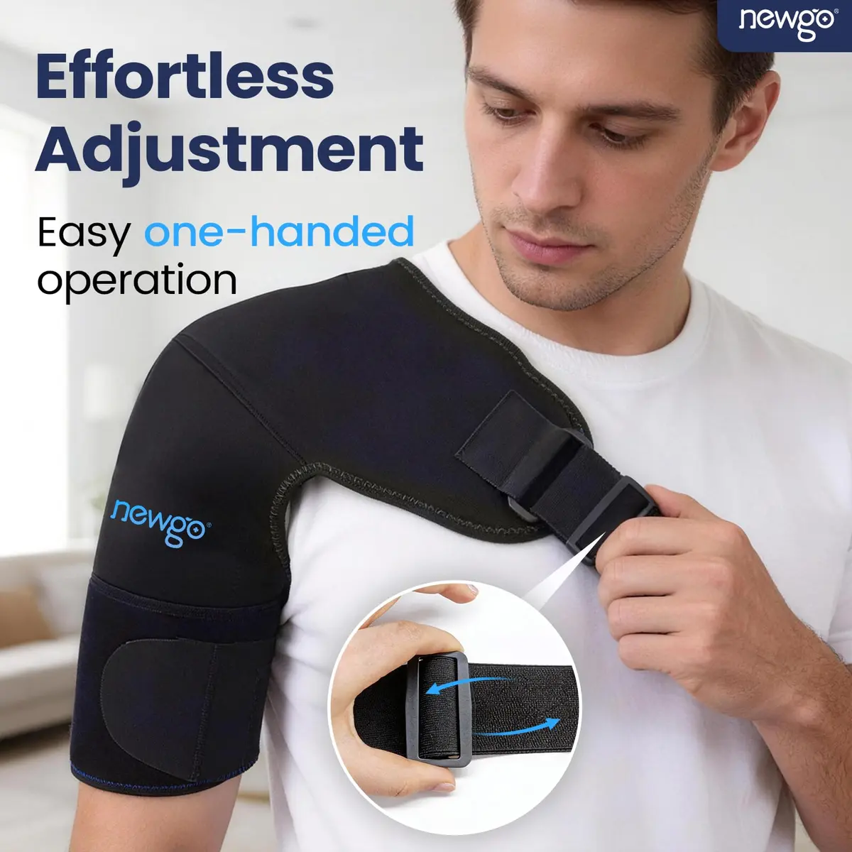 NEWGO XL Shoulder Ice Pack Wrap with Compression Strap for Rotator Cuff Pain Relief | 25.4cm (10in) Length - view 4