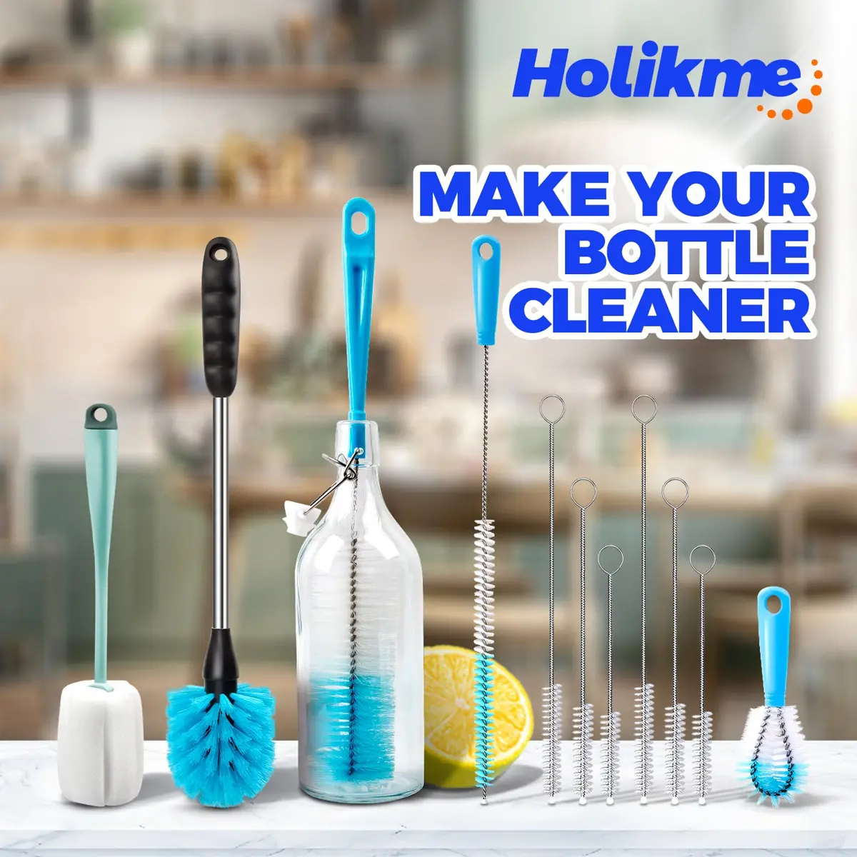 Holikme 11-Piece Tube Cleaning Lab Brush Set with Long Handle, Green | 4.3cm (1.7in) x 40cm (16in) Brush - view 7