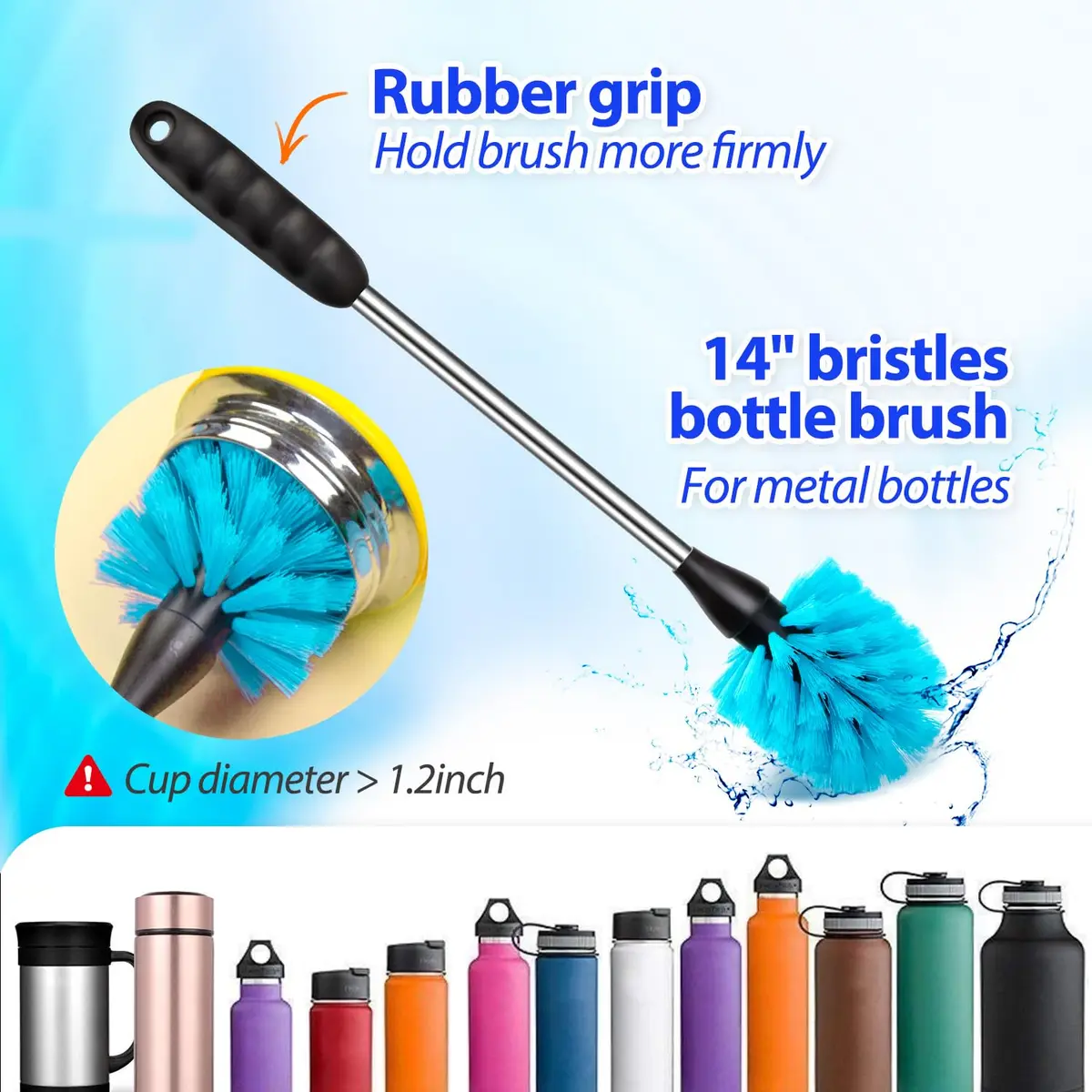 Holikme 11-Piece Tube Cleaning Lab Brush Set with Long Handle, Green | 4.3cm (1.7in) x 40cm (16in) Brush - view 2