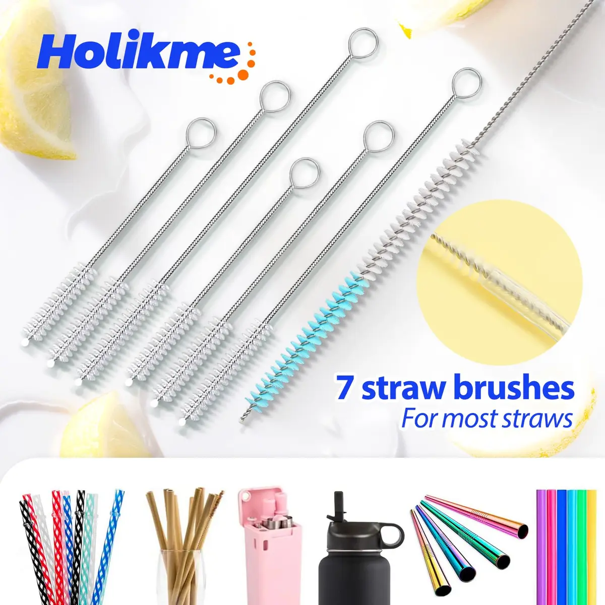 Holikme Bottle Brush Tube Cleaning Lab Set with Long Handle, Pink | Multi-Size Lab & Kitchen Brushes - view 5