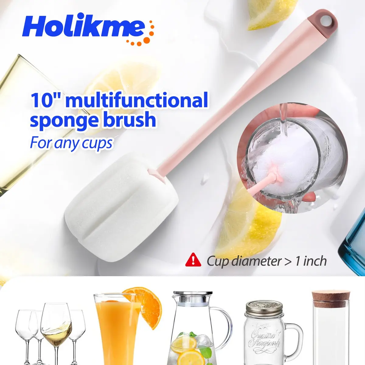 Holikme Bottle Brush Tube Cleaning Lab Set with Long Handle, Pink | Multi-Size Lab & Kitchen Brushes - view 4