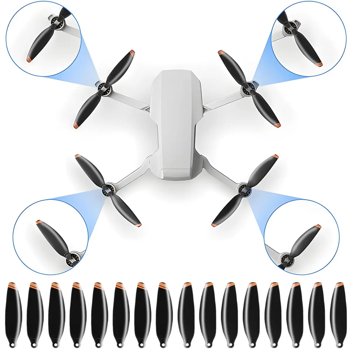 Tosiicop Orange 24pcs Toy Drone Propellers | Low Noise, Quick-Release, 4726FM Series - view 2