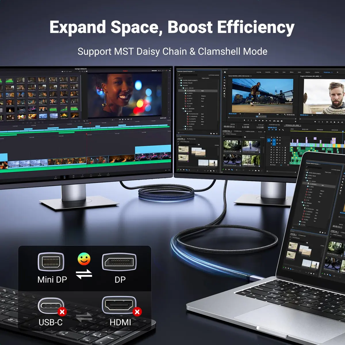 UGREEN VESA Certified 8K@60Hz Mini DisplayPort to DisplayPort Cable 6.6FT | Supports 8K Ultra HD & Gaming - view 5