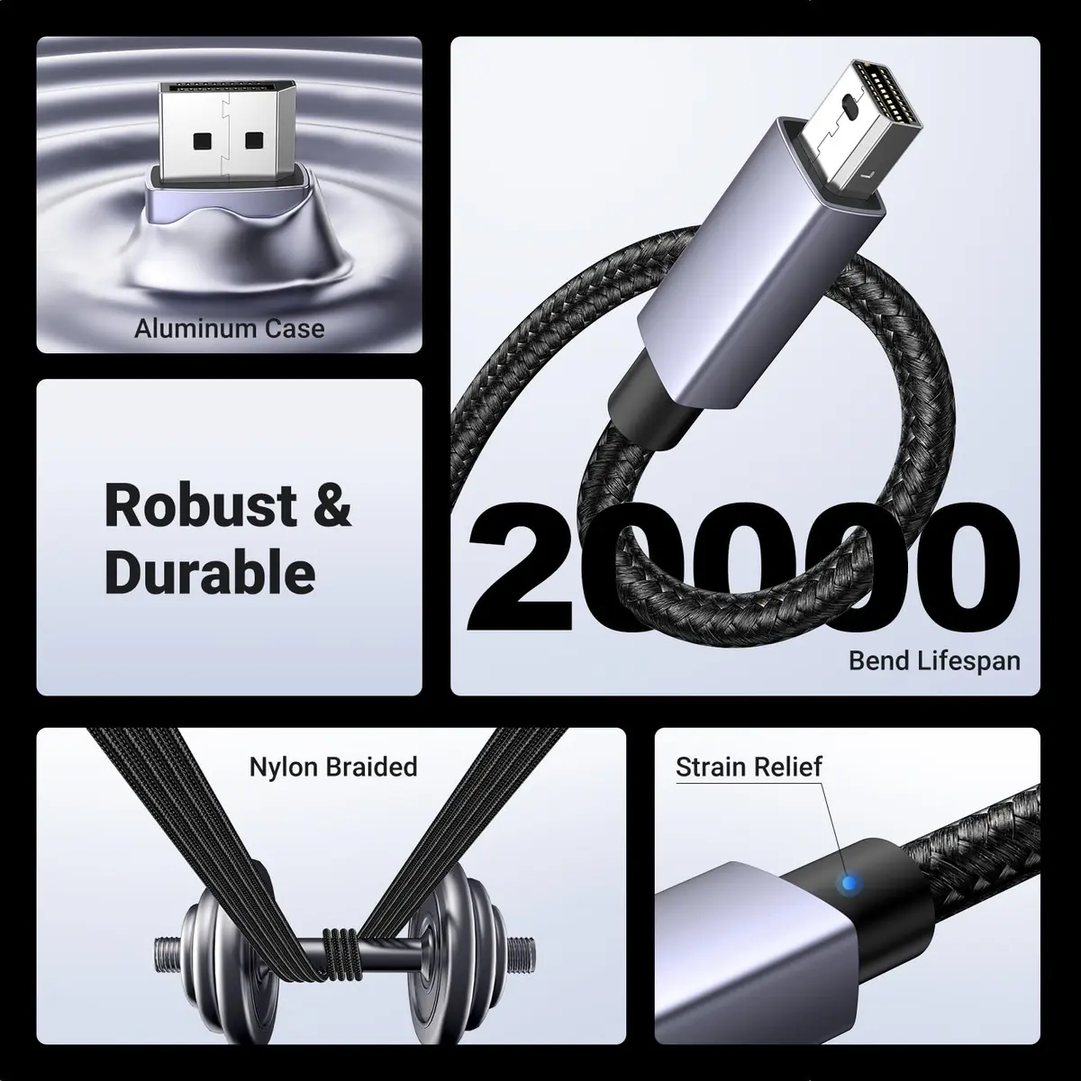 UGREEN VESA Certified 8K@60Hz Mini DisplayPort to DisplayPort Cable 6.6FT | Supports 8K Ultra HD & Gaming - view 7