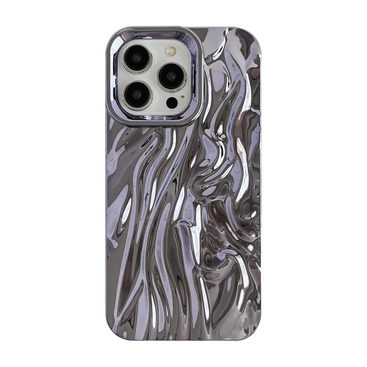 Caseative for iPhone 15 Pro Max Case, Purple | Water Ripple Silicone Cover with Raised Bezel - main product image