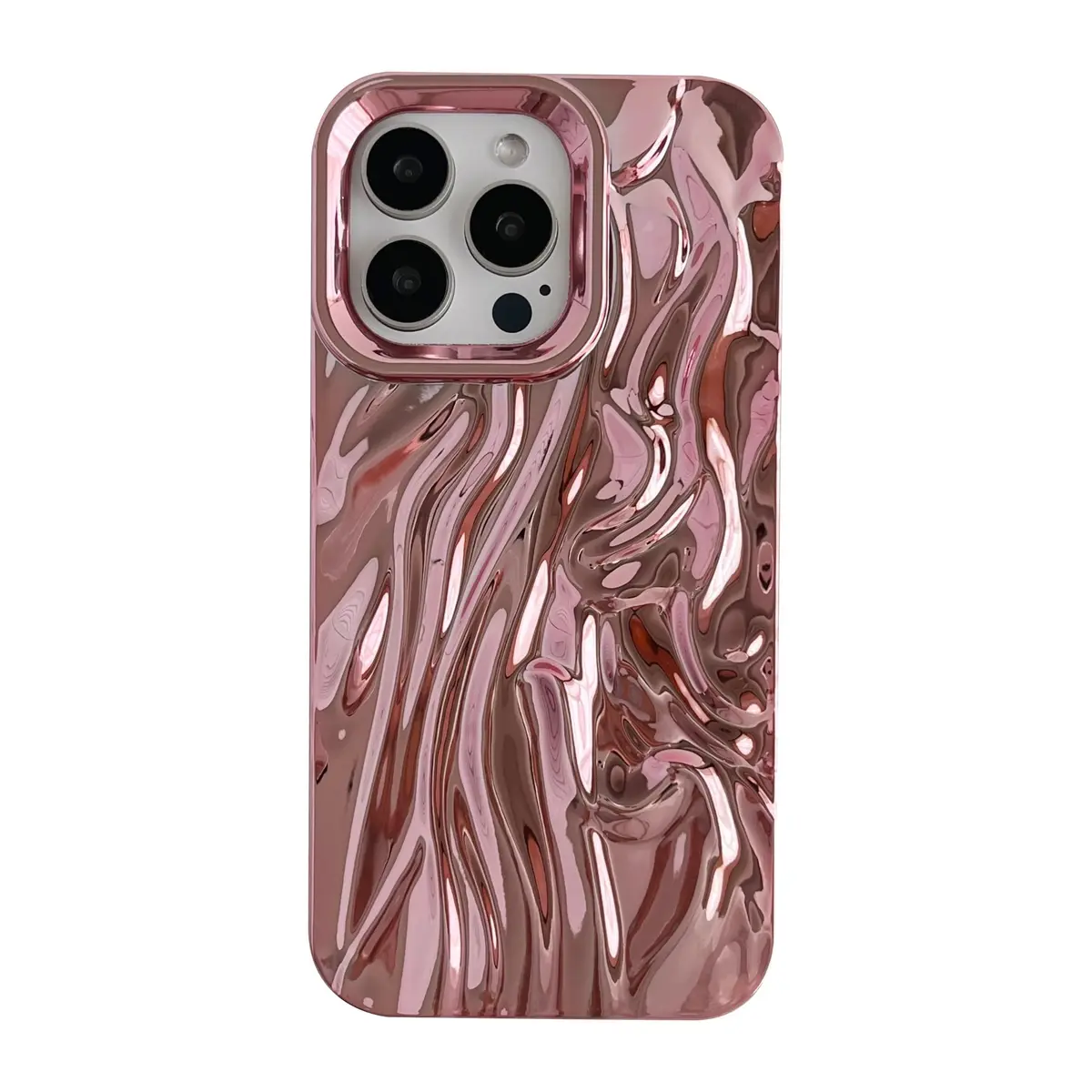 Caseative iPhone 15 Pro Max Pink Cell Phone Case, Water Ripple Silicone | Drop & Scratch Resistant - main product image
