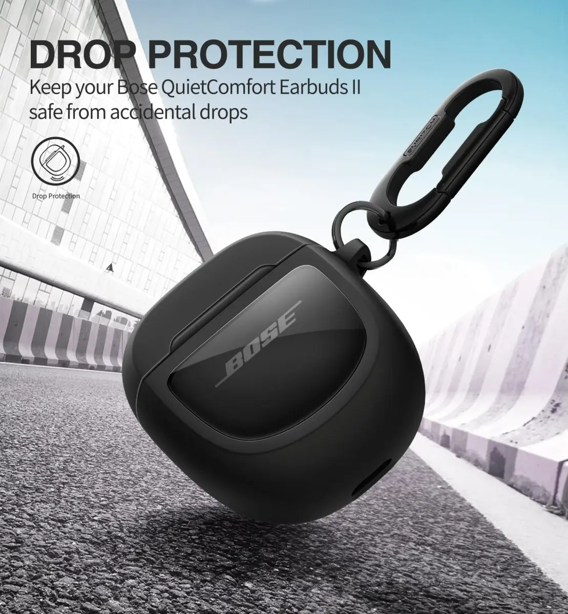 SURITCH Black Protective Case for Bose QuietComfort Earbuds II & Ultra | 7.3cm (2.87in) - view 3