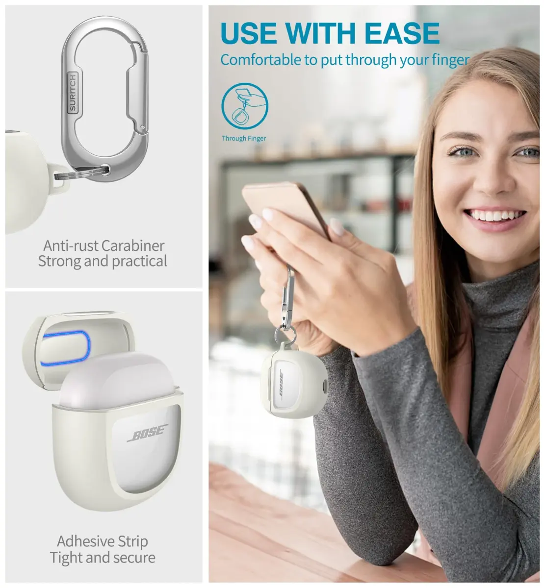 SURITCH Protective Case for Bose QuietComfort Earbuds II & Ultra | White (1-Pack) - view 6