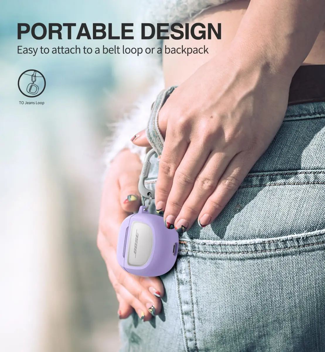 SURITCH Protective Case for Bose QuietComfort Earbuds II & Ultra (Purple) | 7.3cm L x 7.3cm W x 3.3cm H - view 5