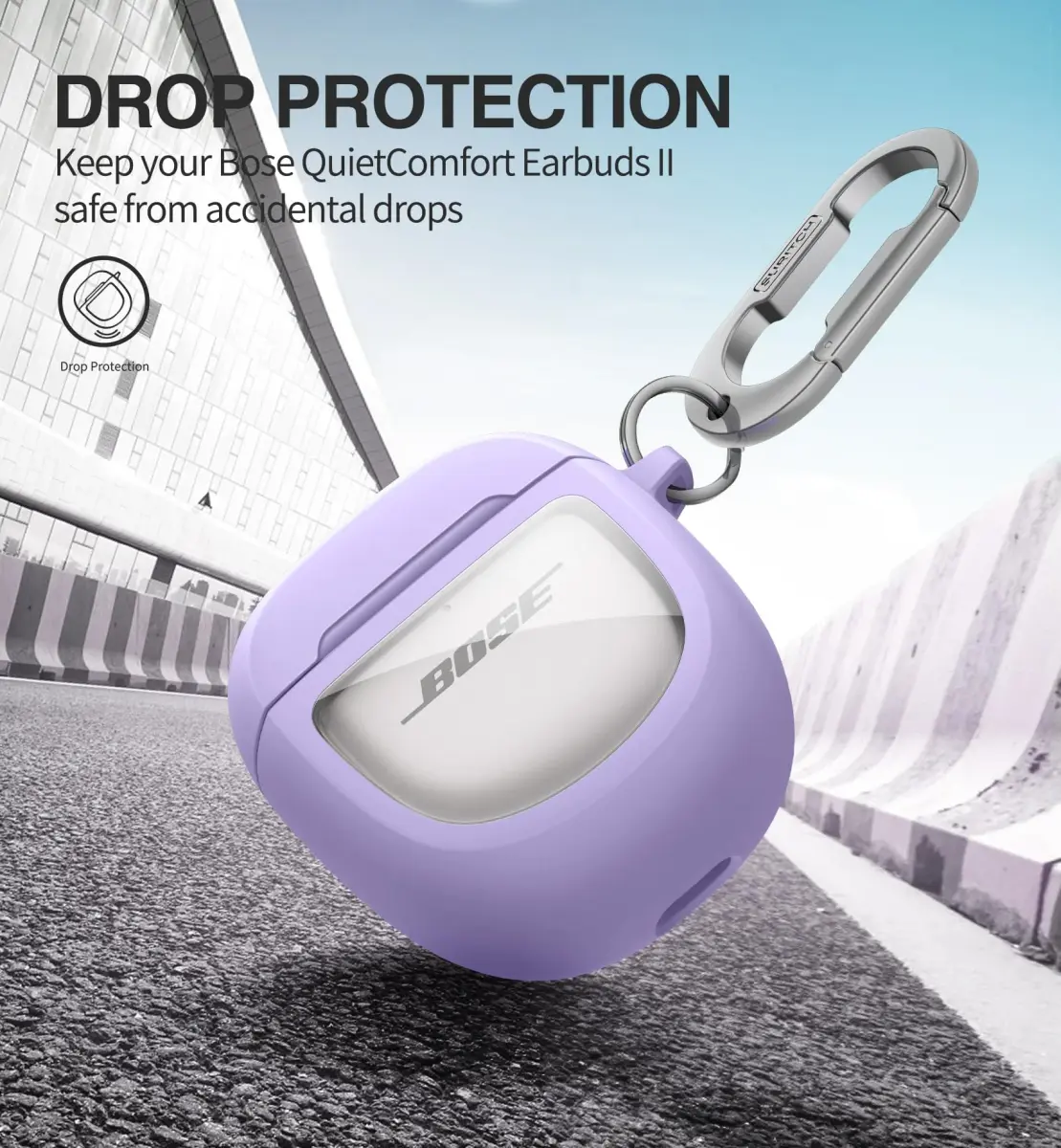 SURITCH Protective Case for Bose QuietComfort Earbuds II & Ultra (Purple) | 7.3cm L x 7.3cm W x 3.3cm H - view 3